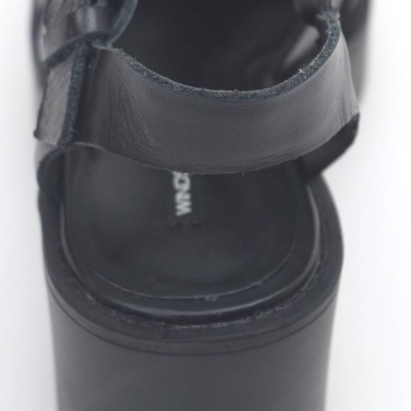 WINDSOR SMITH Lily Black Leather 90s Chunky Platform Block Heel Sandals - Picture 8 of 16